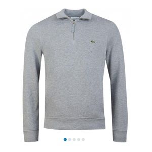 Lacoste 1/4 Zip Standup Collar Sweater-Grey Size 7